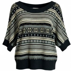 Poof! Black and Cream Striped Sweater